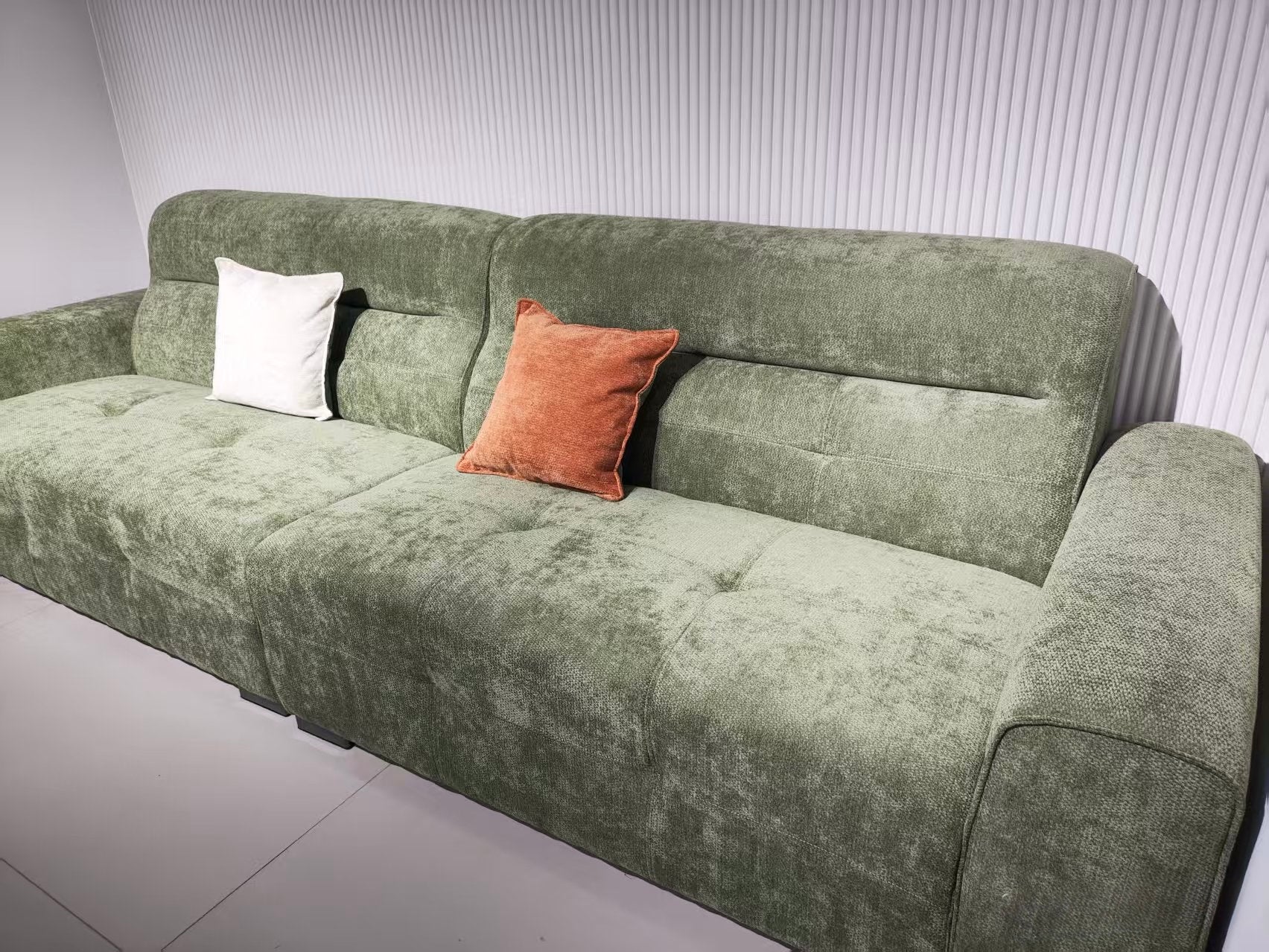 Mossy Cloud Duo-Lounge 3M Sofa with Two Footrests, Sage Green image 3