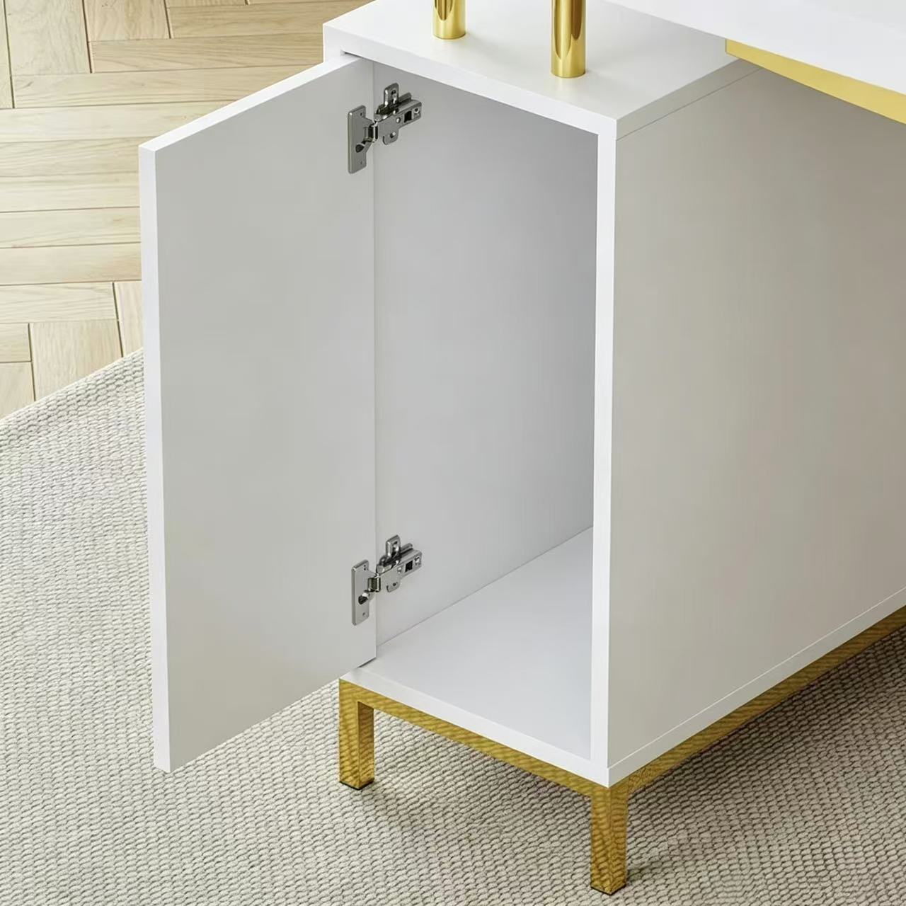 Milo Luxury White Office Desk with Storage