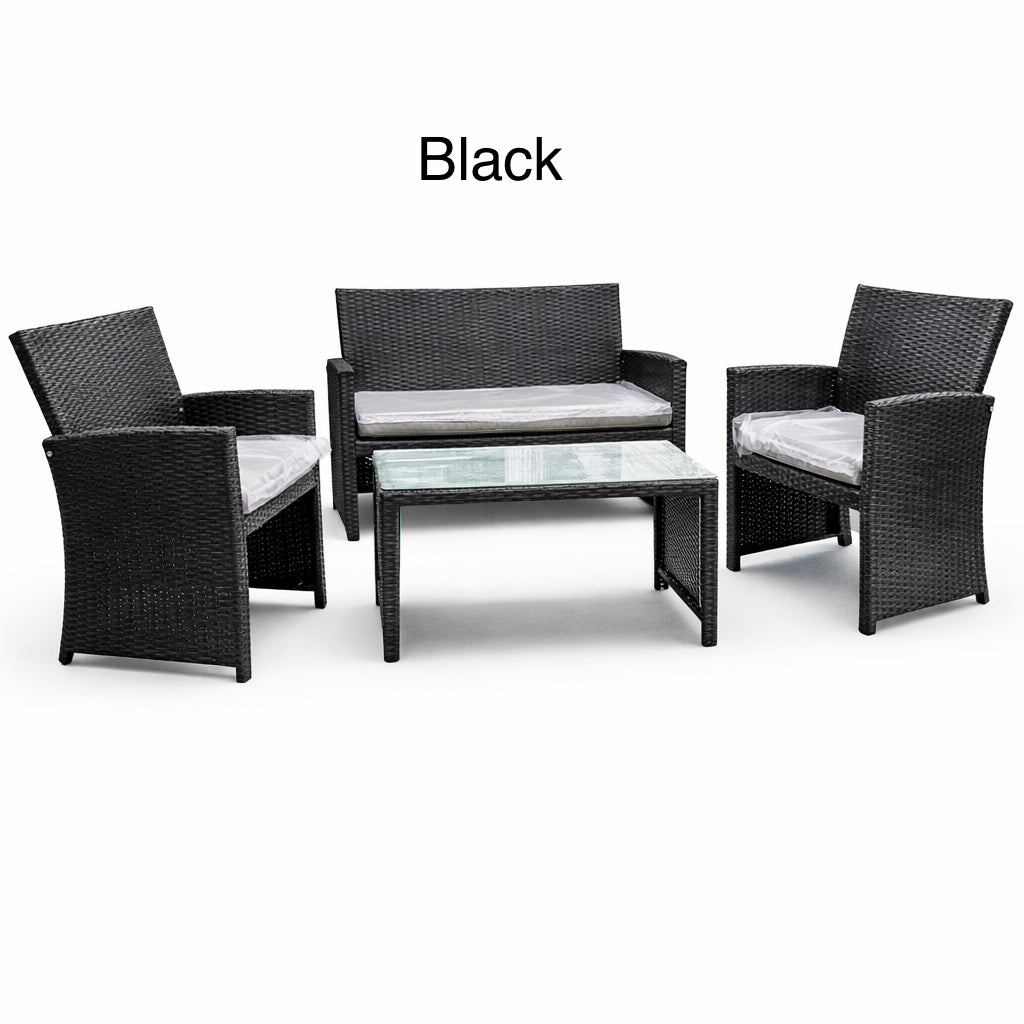 BLACK JAGUAR 4PCS Outdoor Furniture Set Chairs Coffee Table Patio Garden Set image 9