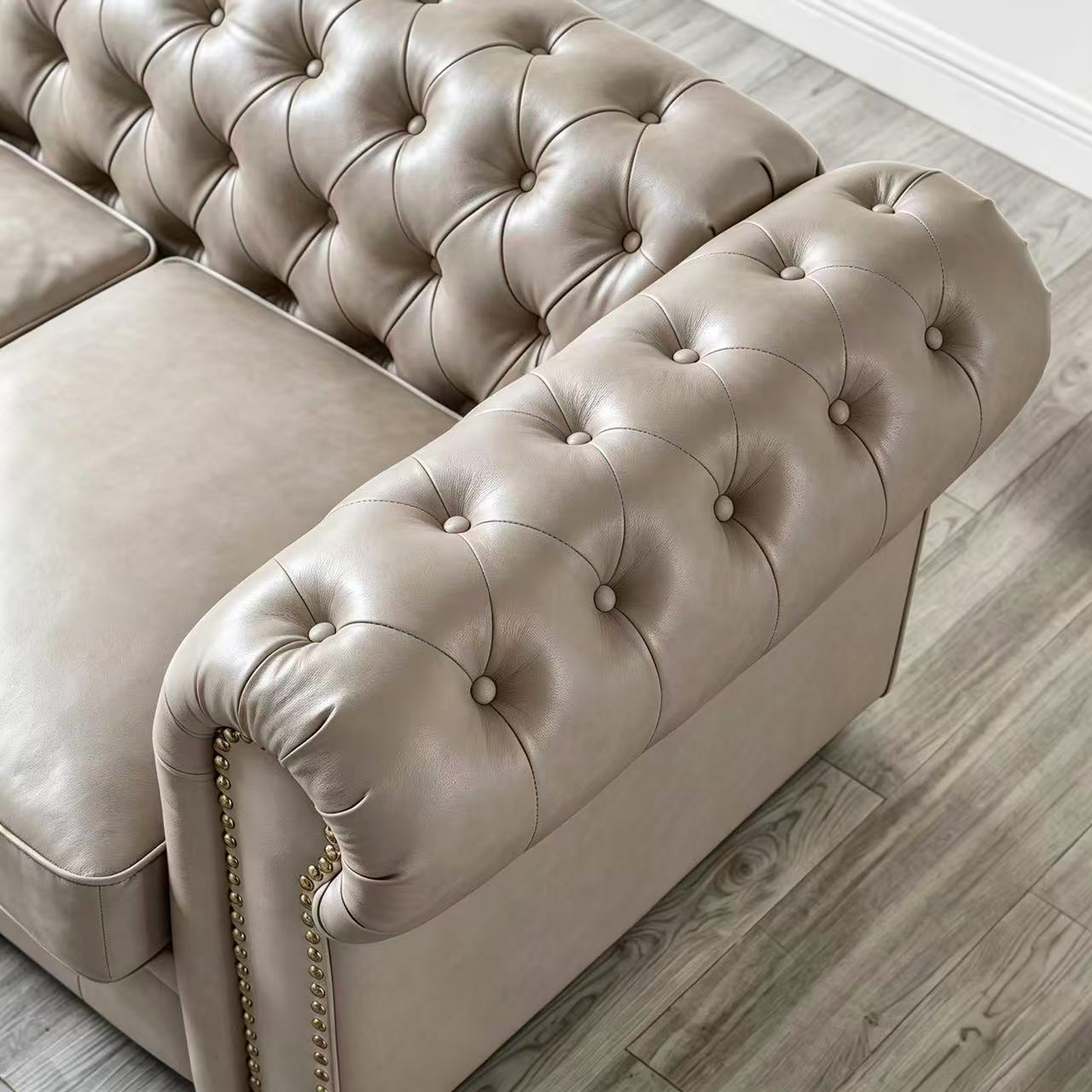 Madison Chesterfield Sofa, Taupe