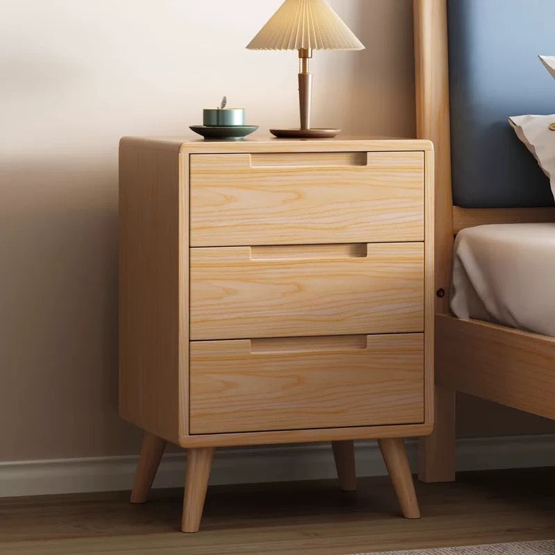 Lagom Bedside Table, Three-drawer, Wood image 1