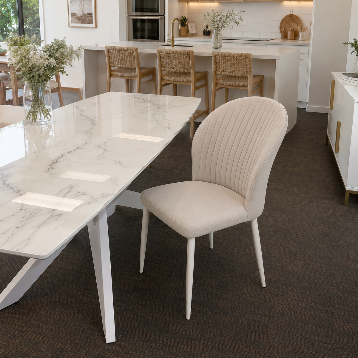Shella Dining Chair, Cream, Set of 6