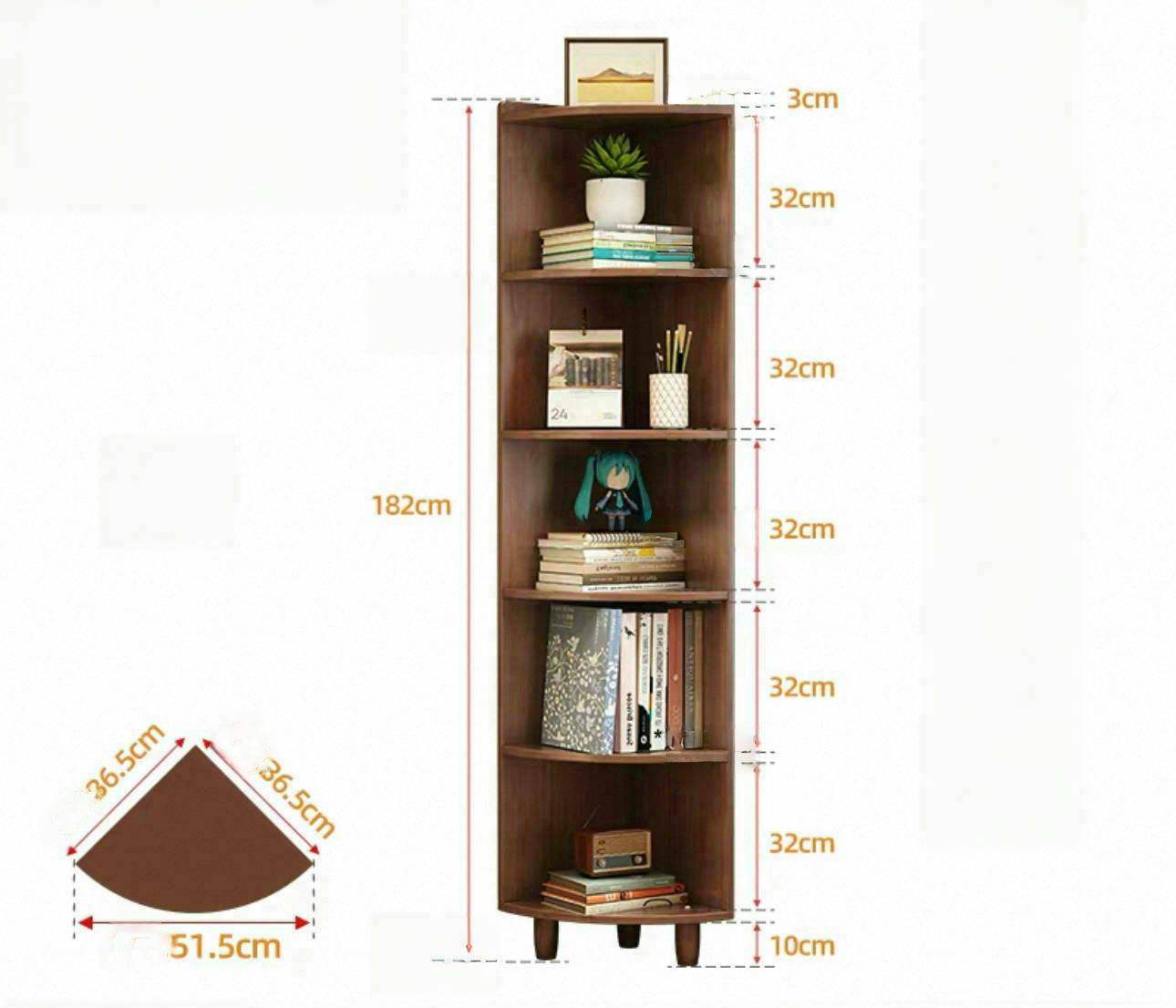 Lagom Nook Corner Shelf, Walnut image 1
