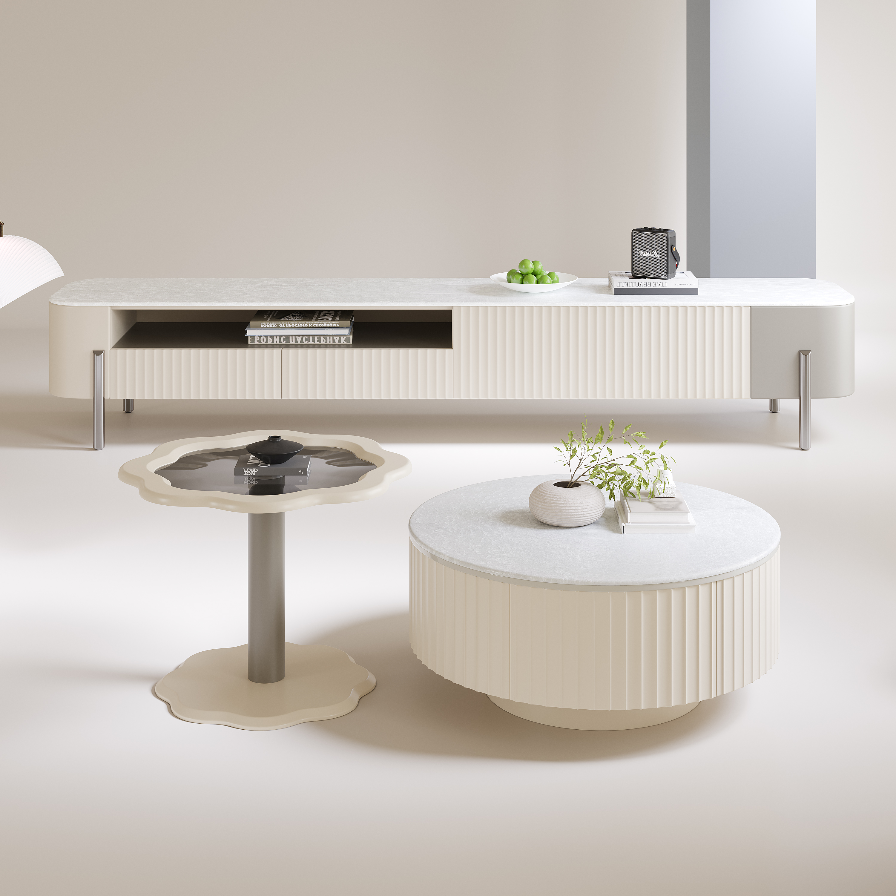 Lumi Drift Entertainment & Coffee Table Set