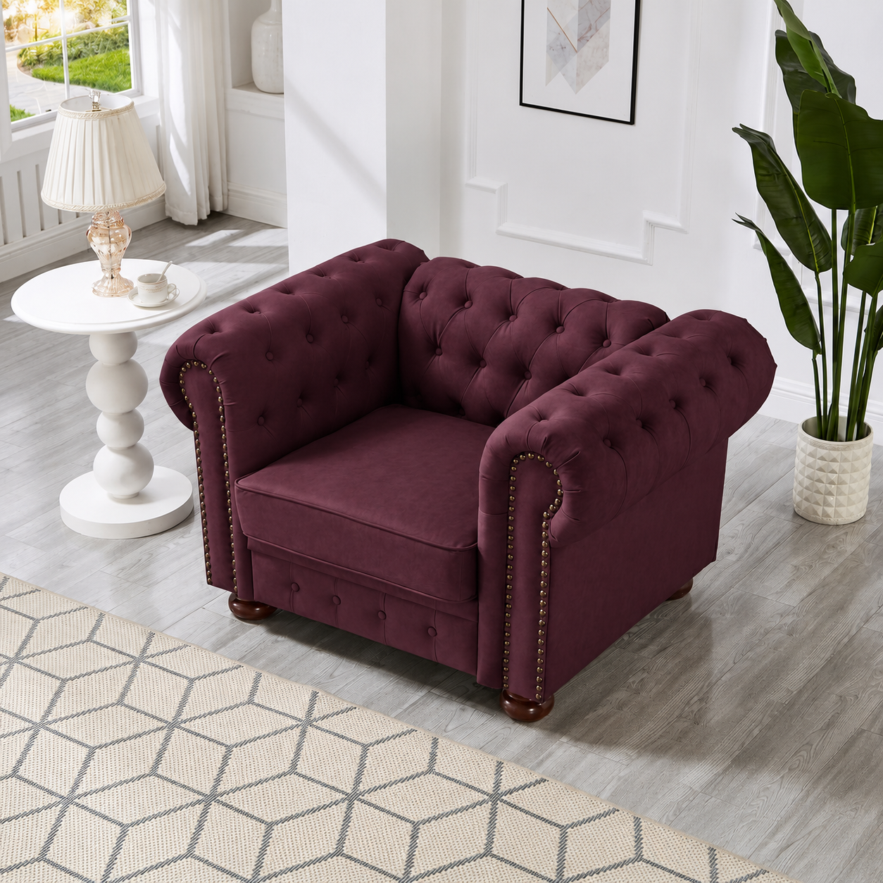 Madison Chesterfield Sofa, Burgundy