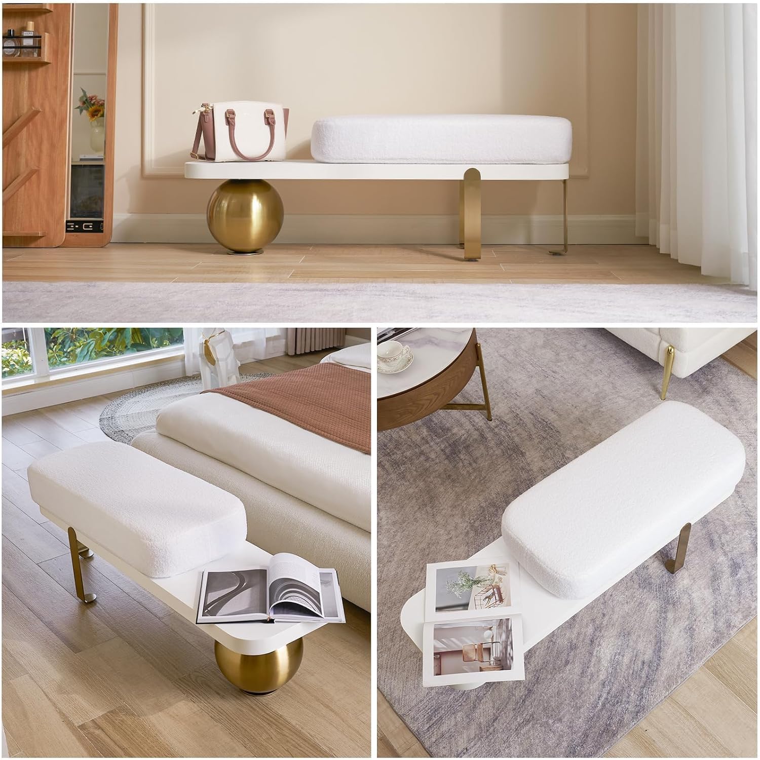 Monroe Bouclé Entryway Bench