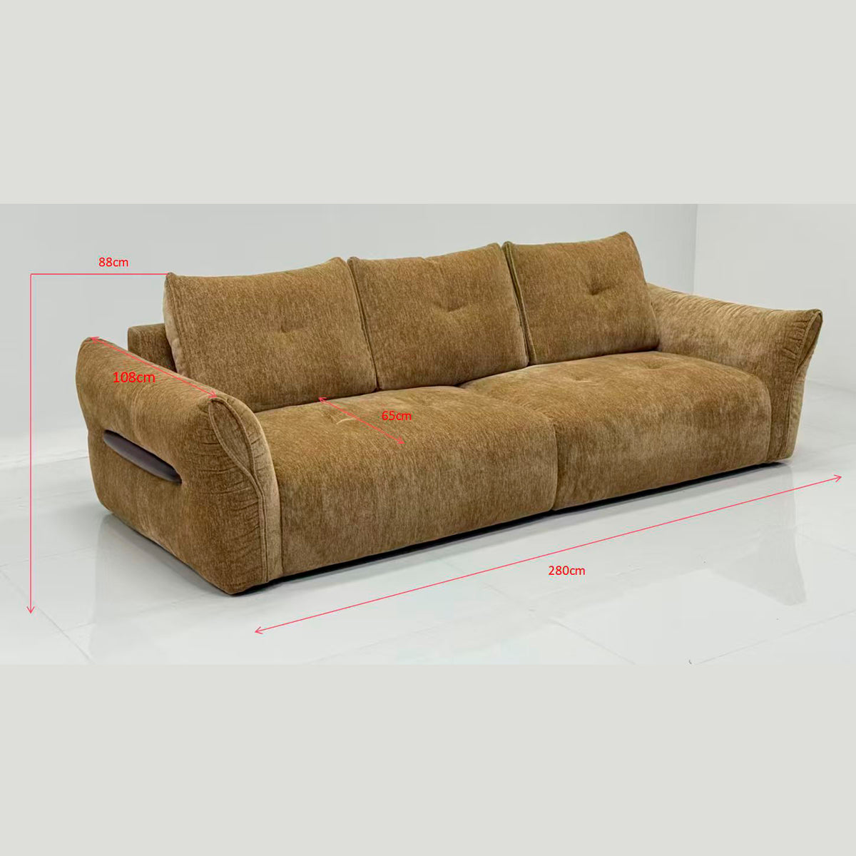 Catria Chenille Sofa with Curved Arms