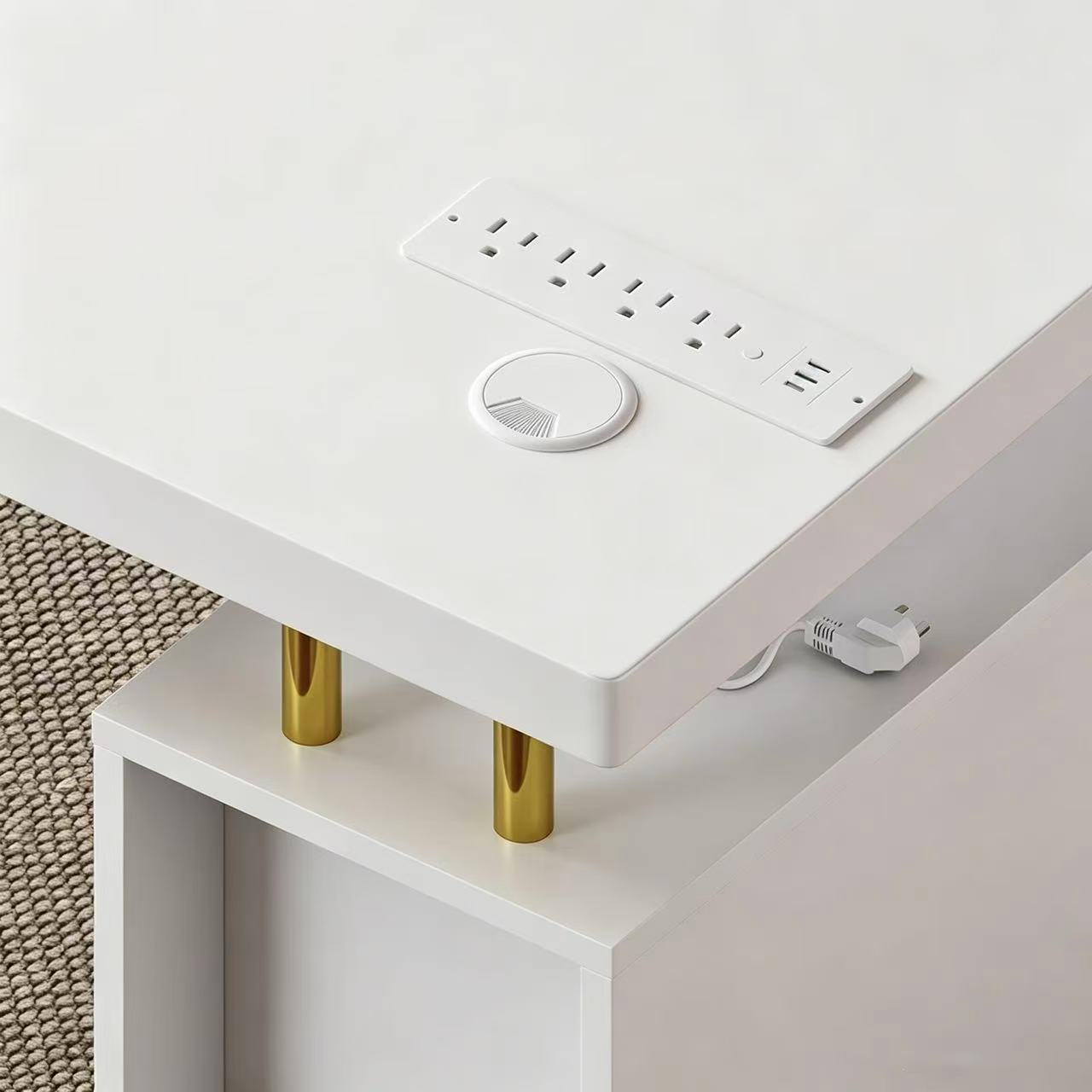 Milo Luxury White Office Desk with Storage