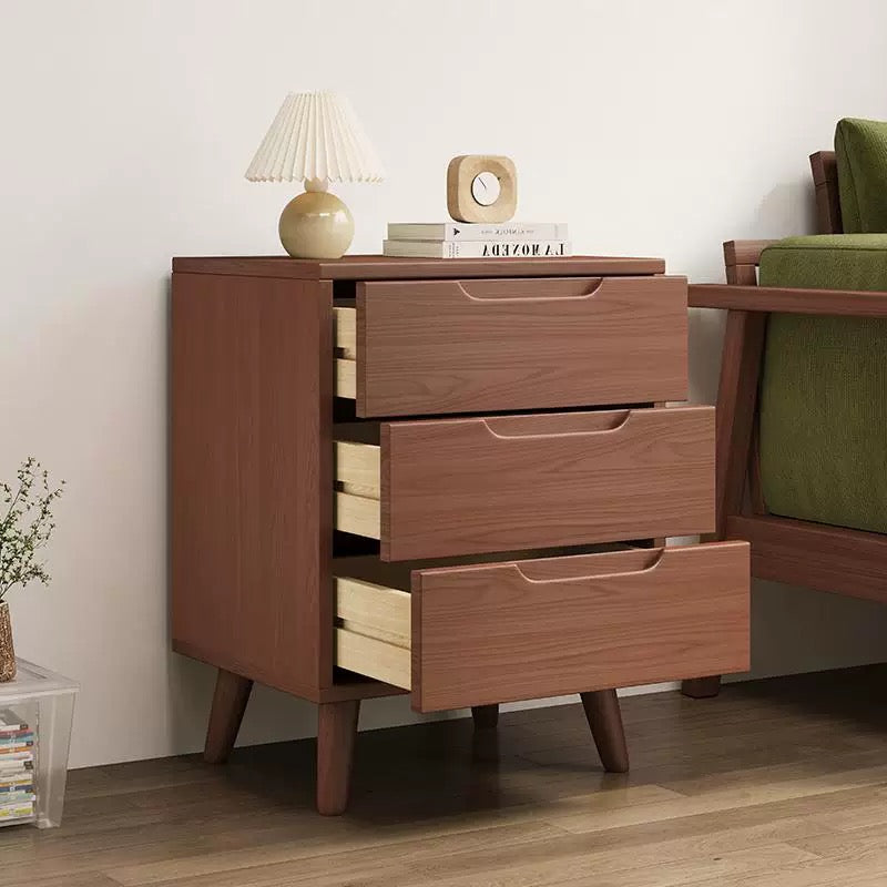 Lagom Bedside Table, Three-drawer, Walnut image 1