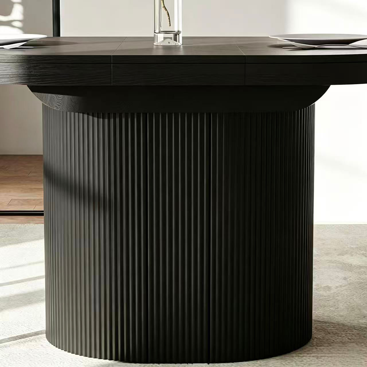Marlow Modern Oval Extendable Wooden Dining Table – Black, 2–4 Seater, 110–140cm