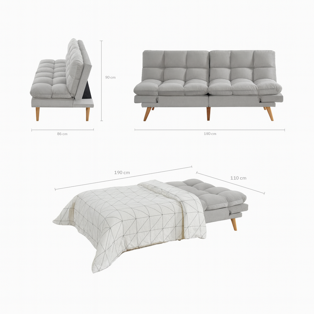 Lifely Buffy 3-Seater Velvet Sofa Bed image 5