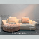 Arlo Modular Sofa with Curved Chaise & Houndstooth Accents