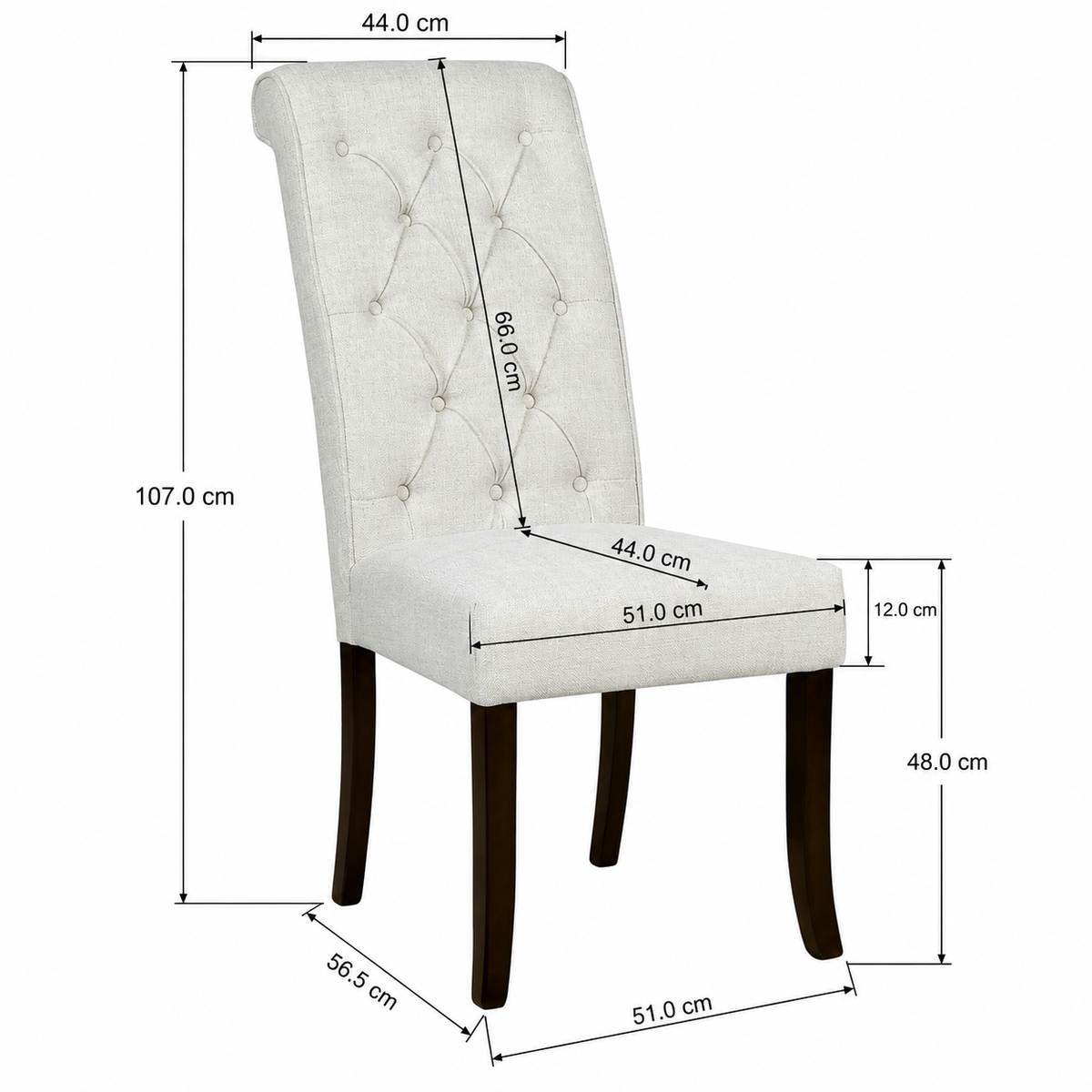 Cambridge Fabric Upholstered Solid Wood Dining Chair – Set of 2