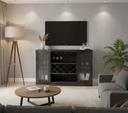Home Bar Cabinet with Curved Glass Doors