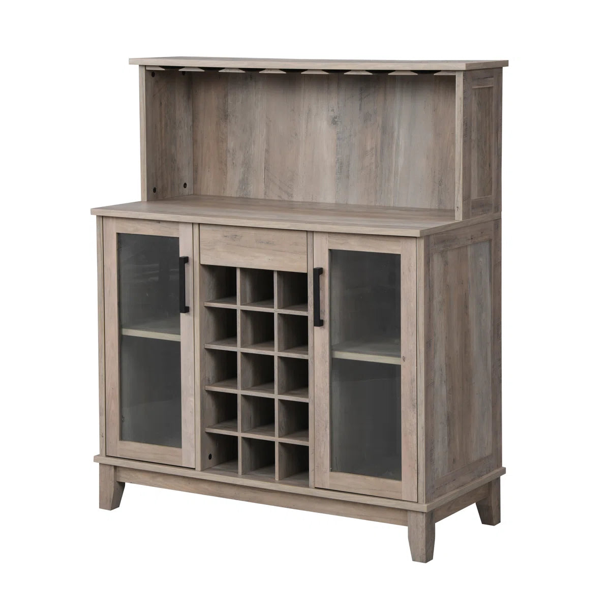Ashford Bar Cabinet with Wine Rack and Glass Doors