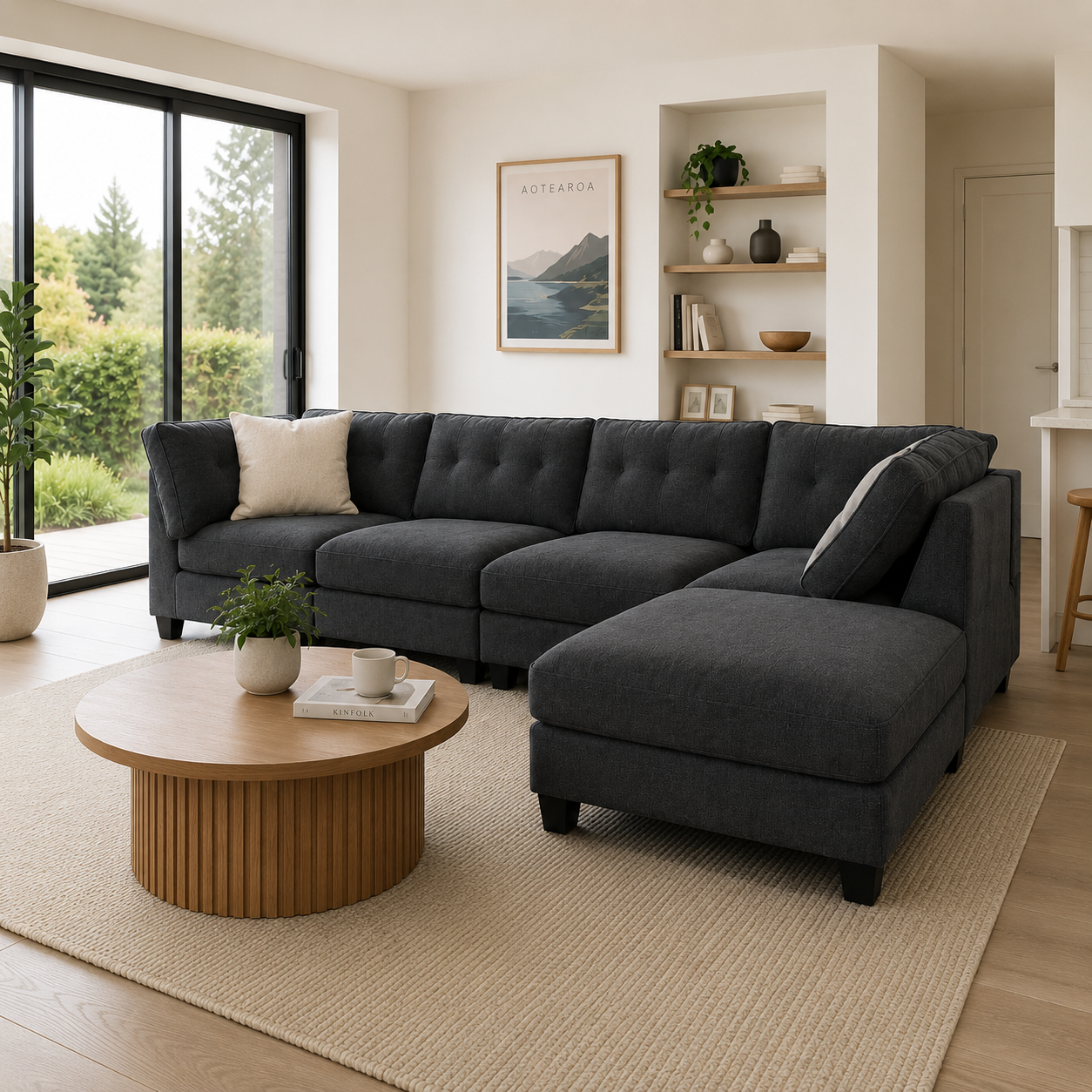 Harbour Luxe Corner Sectional, Dark Grey