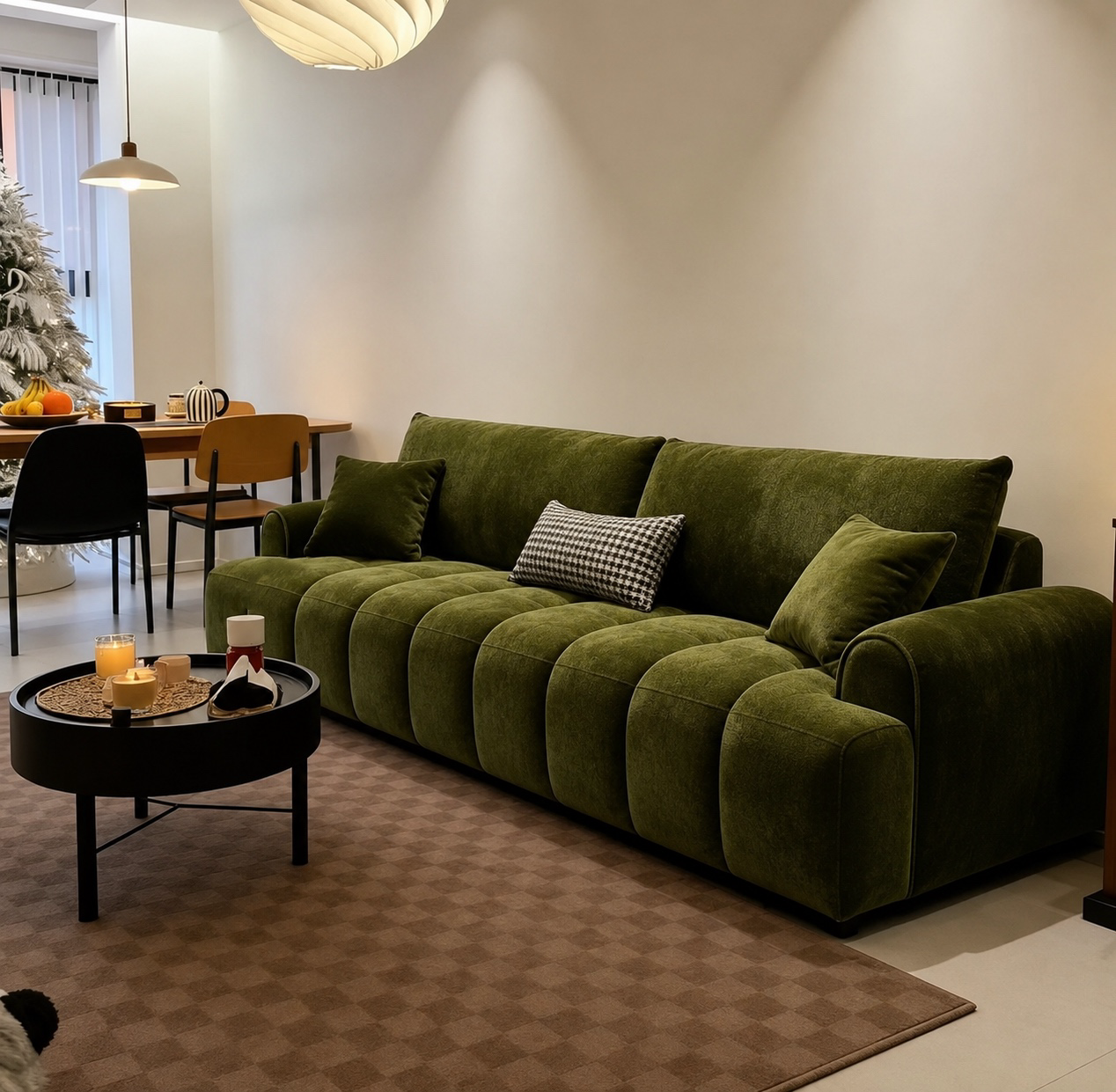 Luxury Chenille Puff Sofa