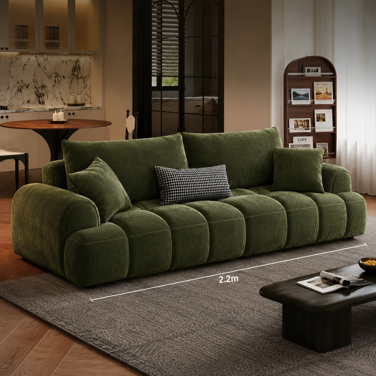 Luxury Chenille Puff Sofa