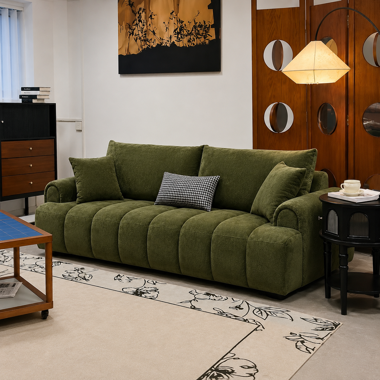 Luxury Chenille Puff Sofa