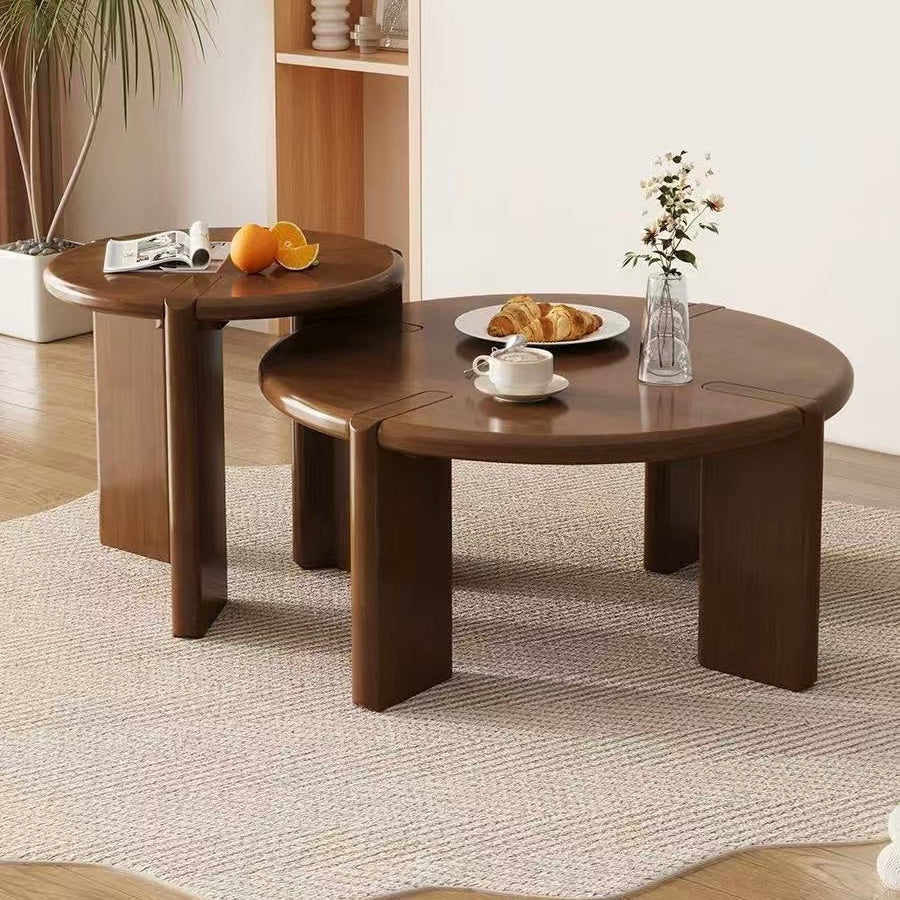 Luna Solid Wood Nesting Coffee Table Set, Walnut