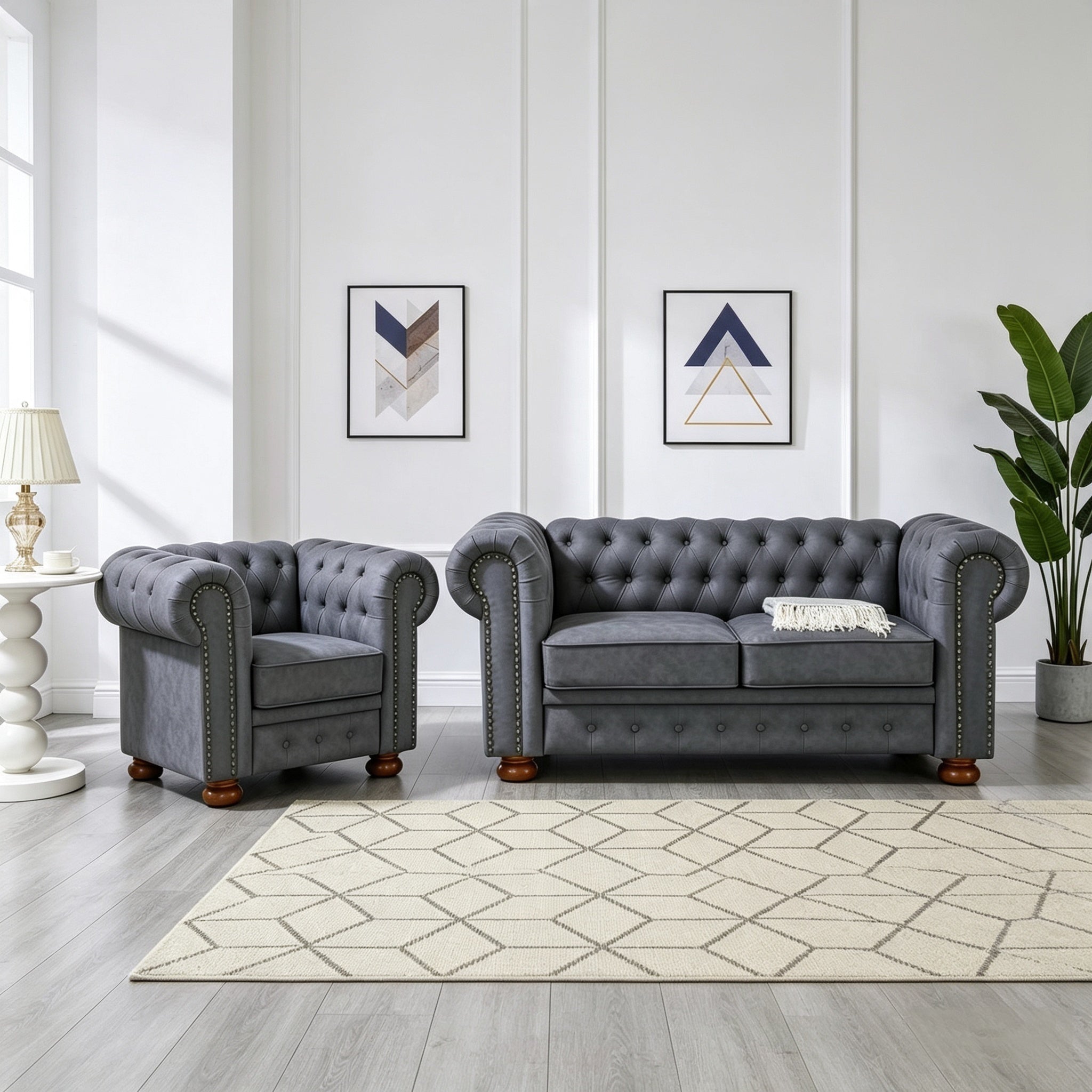 Madison Chesterfield Sofa, Dark Grey
