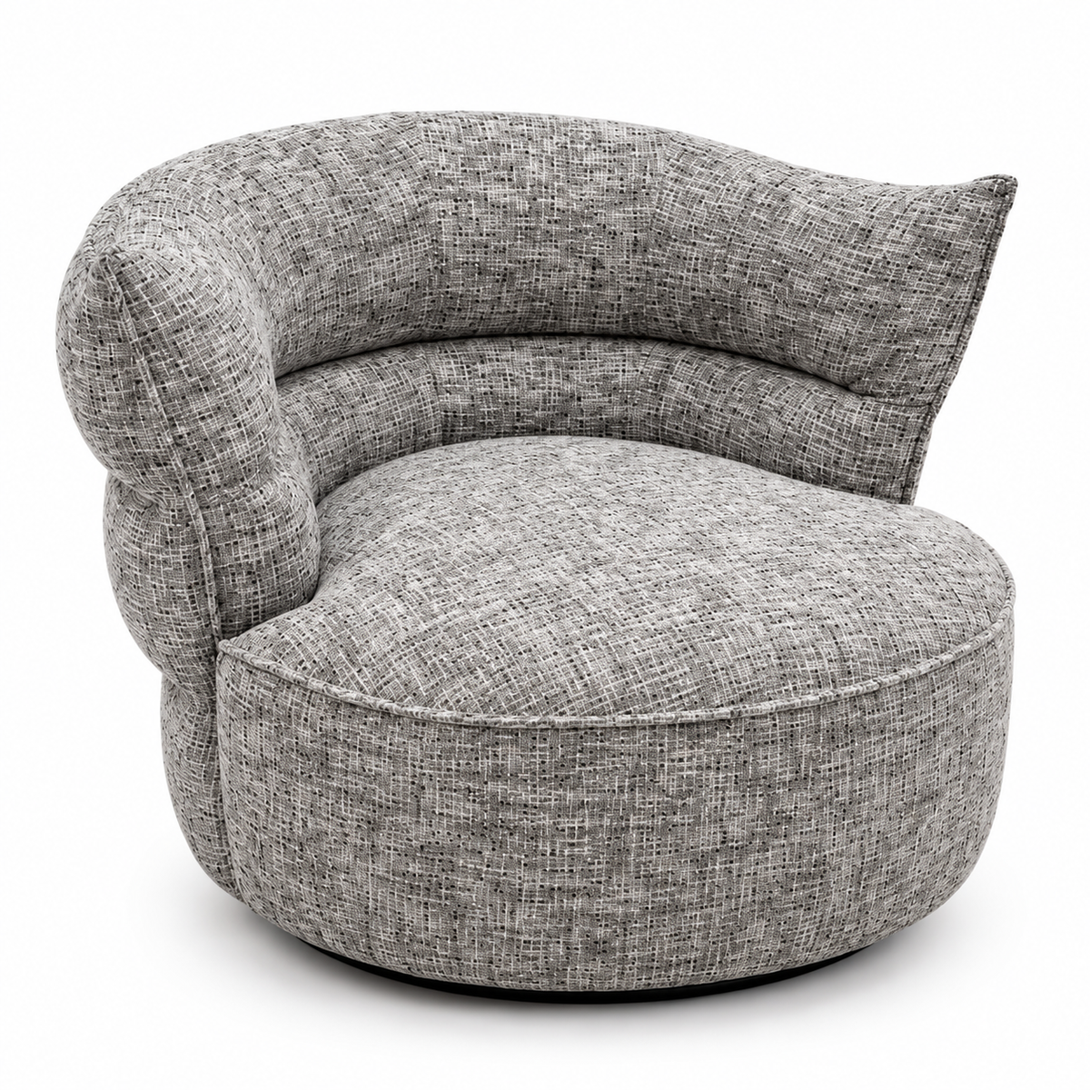 Cora Curved Chenille Swivel Armchair