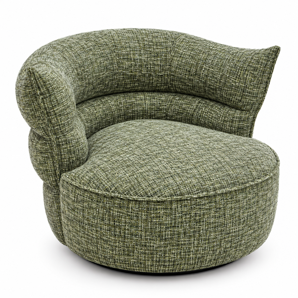 Cora Curved Chenille Swivel Armchair