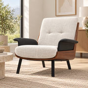 Alden Modern Bentwood Upholstered Lounge Chair with Metal Legs