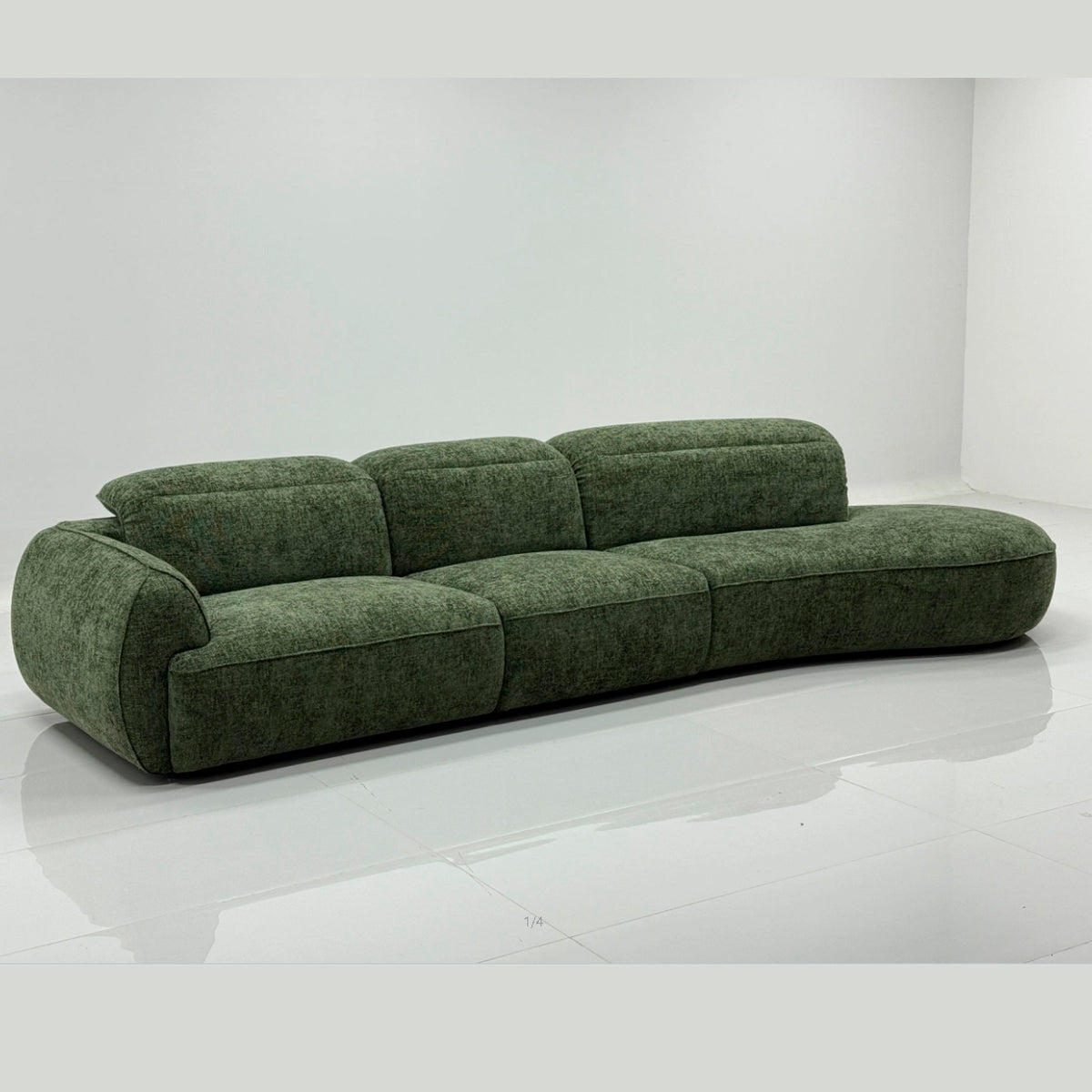 Dora Curved Chenille Sofa with Open End