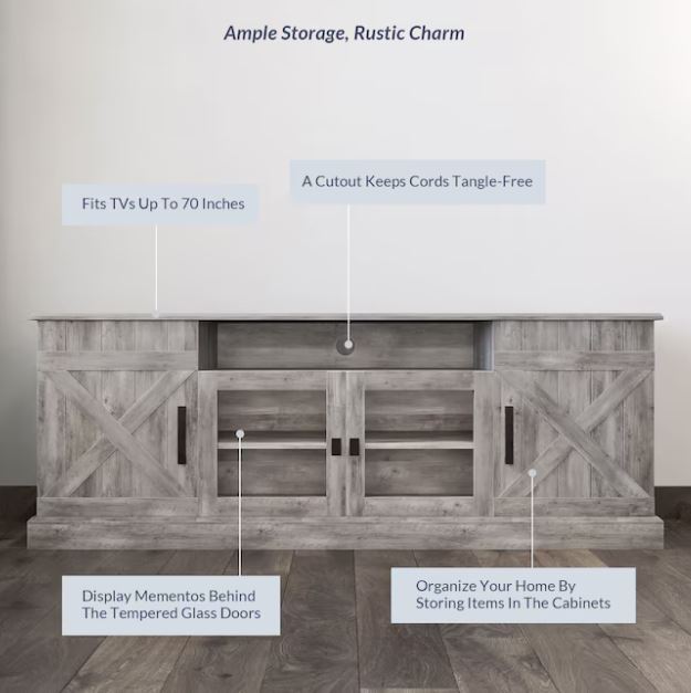 Timberforge Farmhouse Industrial Style Entertainment Unit