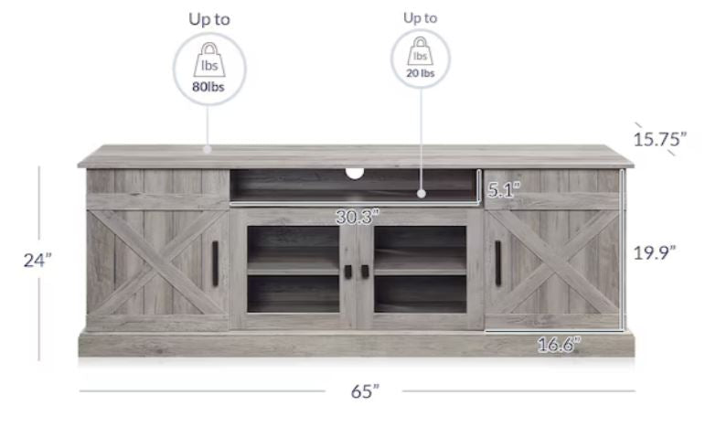 Timberforge Farmhouse Industrial Style Entertainment Unit