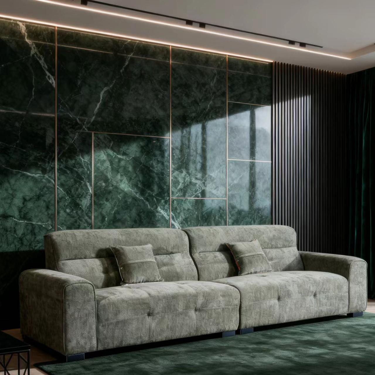 Mossy Cloud Duo-Lounge 3M Sofa with Two Footrests, Sage Green image 0