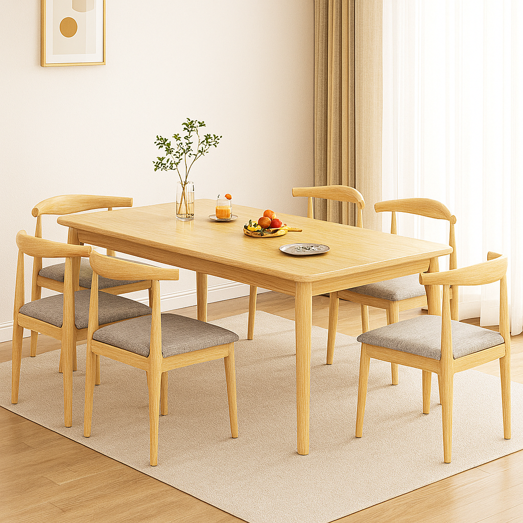 Lagom Dining Table Soft Curve, Wood image 1