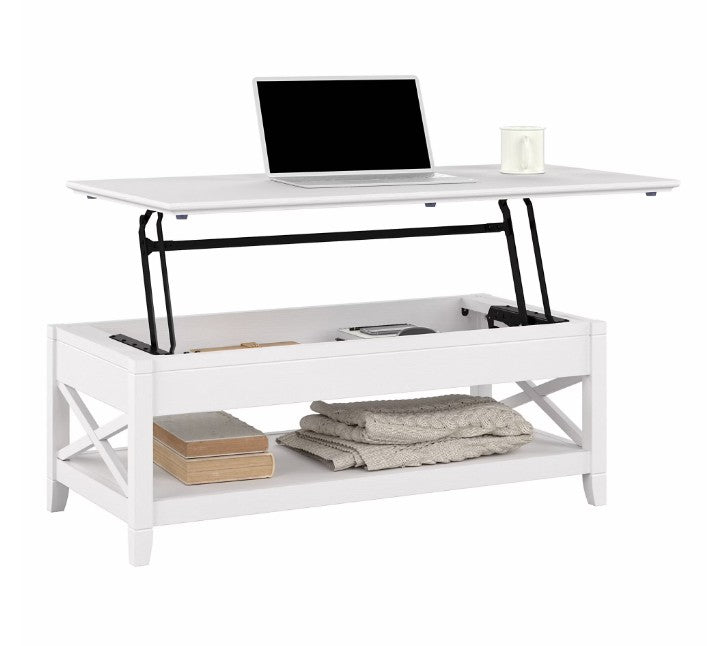Harbour Lift Top Coffee Table Desk with Storage - White image
