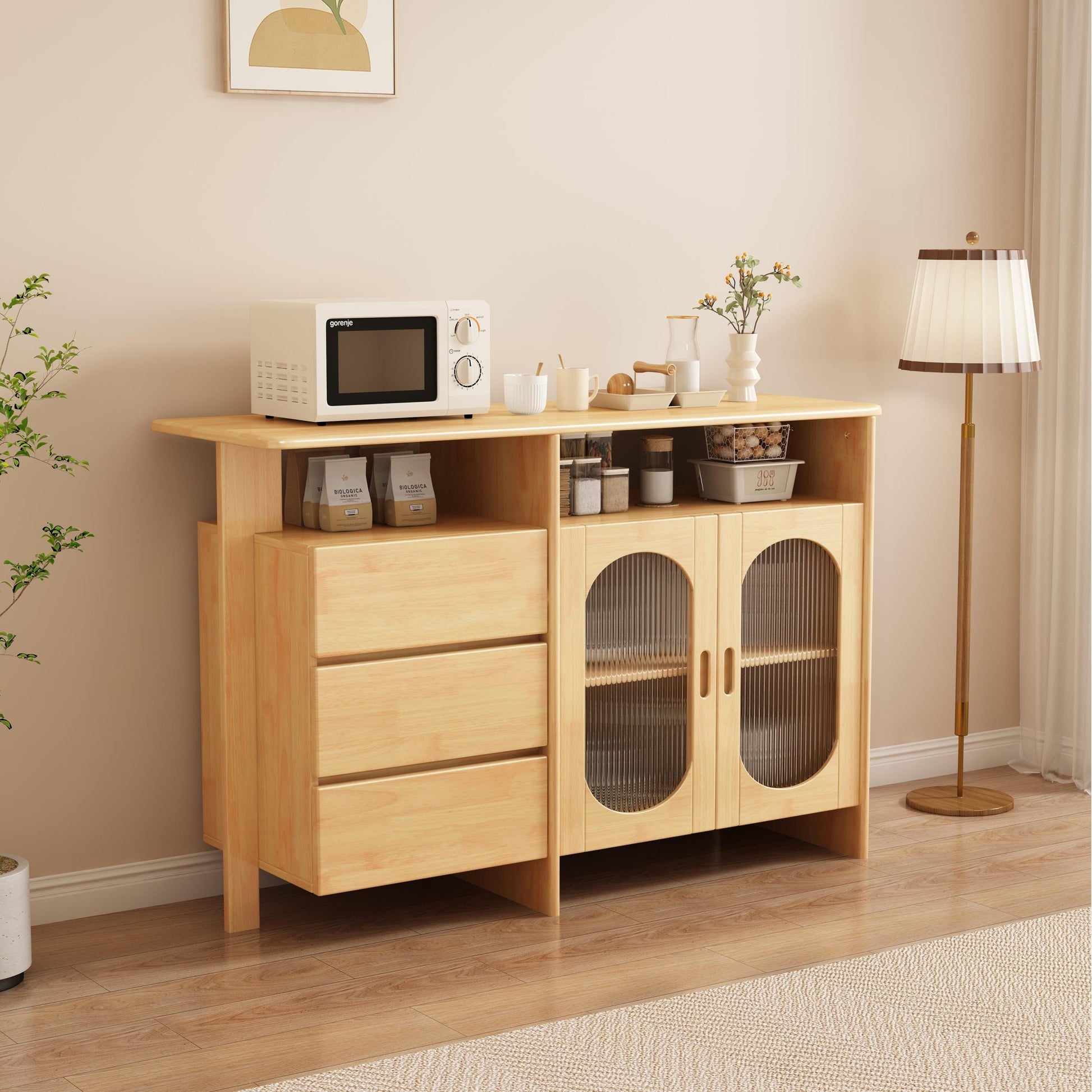 Lagom Hearth Buffet Table, Wood image 1