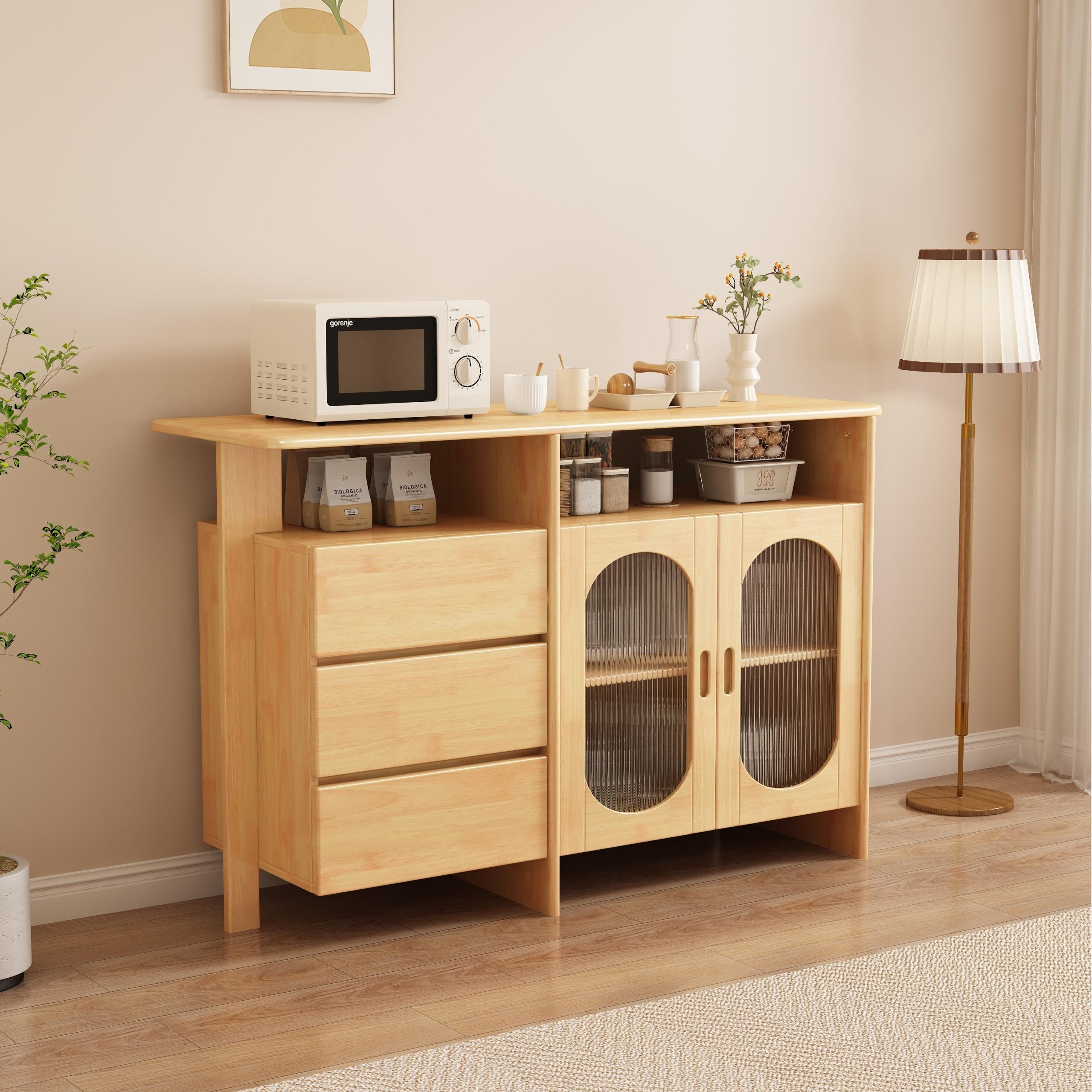 Lagom Hearth Buffet Table, Wood image 1
