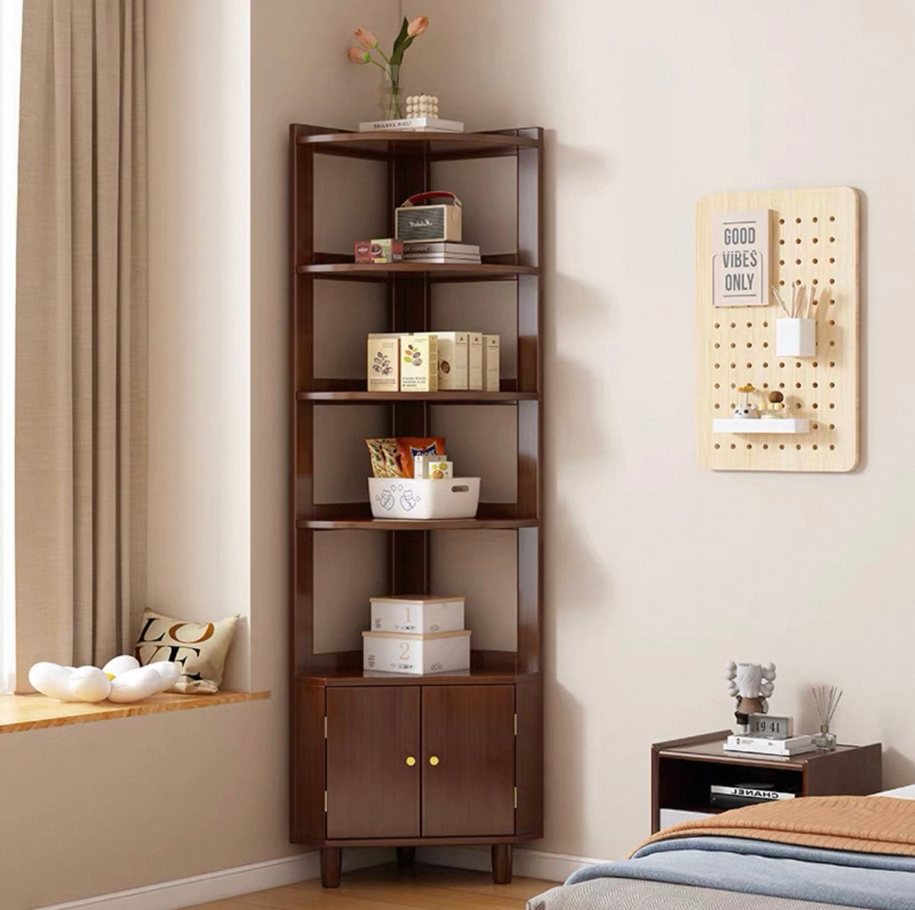 Lagom Vale Corner Shelf, Walnut image 0