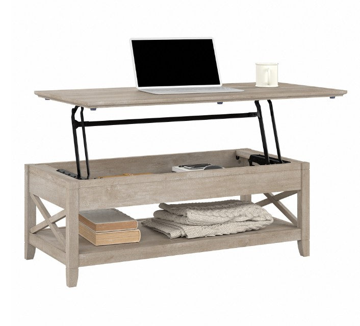 Harbour Lift Top Coffee Table Desk with Storage - Washed Gray image