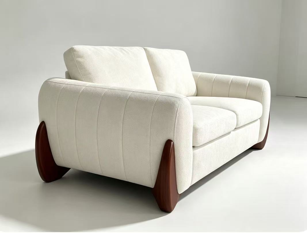 Luna Curved Arm Sofa -Ivory White