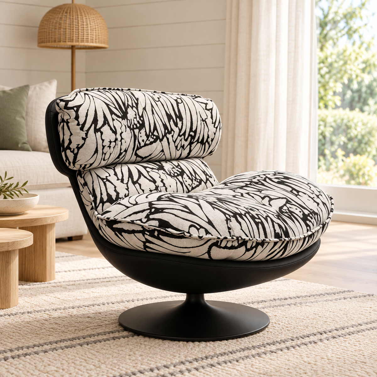 Orson Patterned Jacquard Swivel Lounge Chair