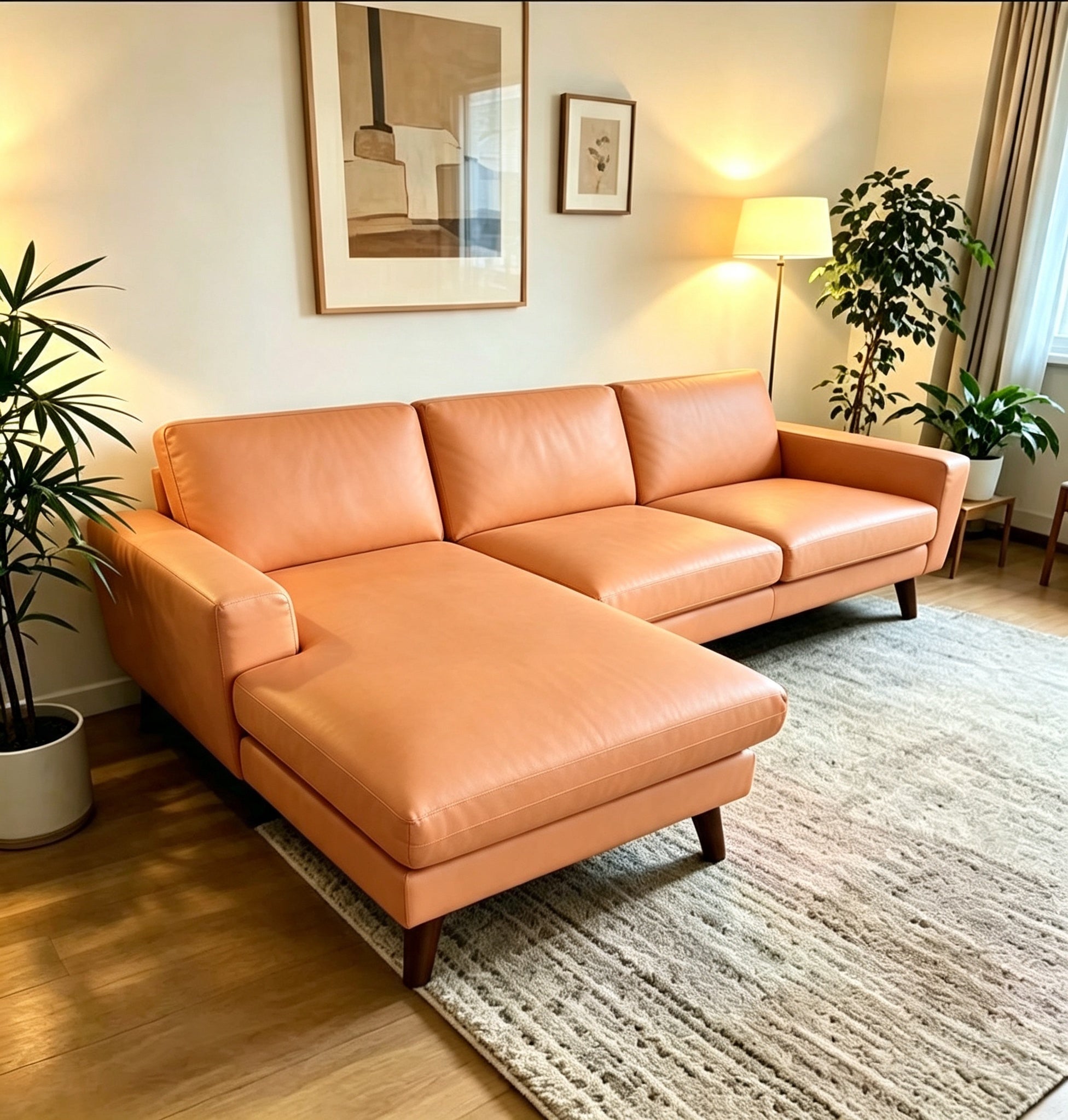 Hudson Caramel L-Shape Sofa