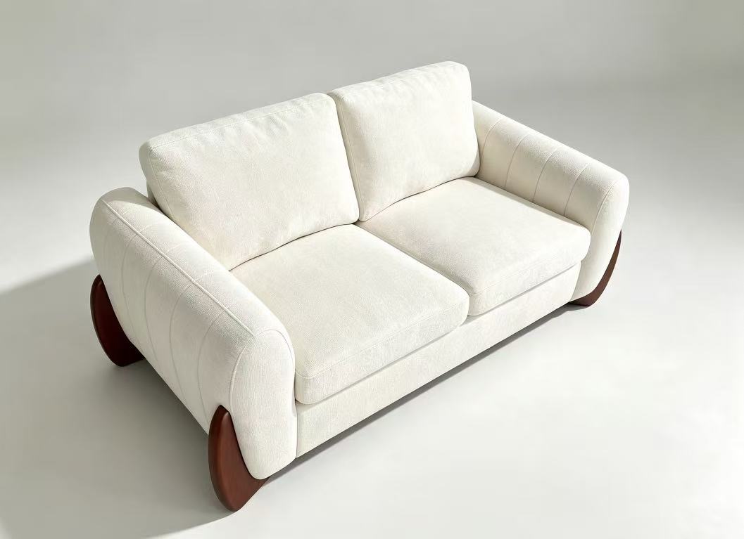 Luna Curved Arm Sofa -Ivory White