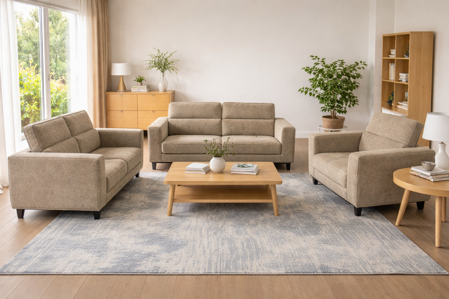Oslo Modern Fabric Sofa, Dark Beige image 0