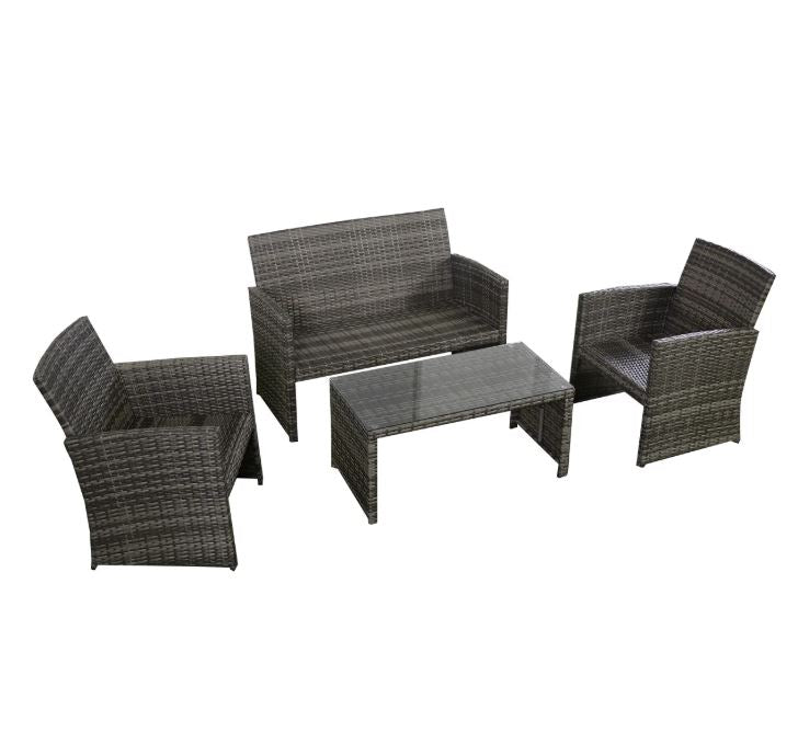 BLACK JAGUAR 4PCS Outdoor Furniture Set Chairs Coffee Table Patio Garden Set image 5