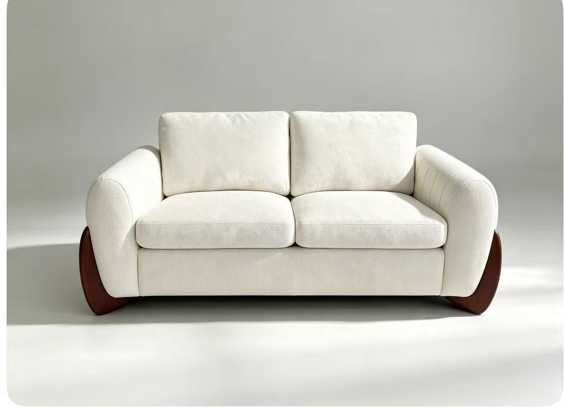 Luna Curved Arm Sofa -Ivory White