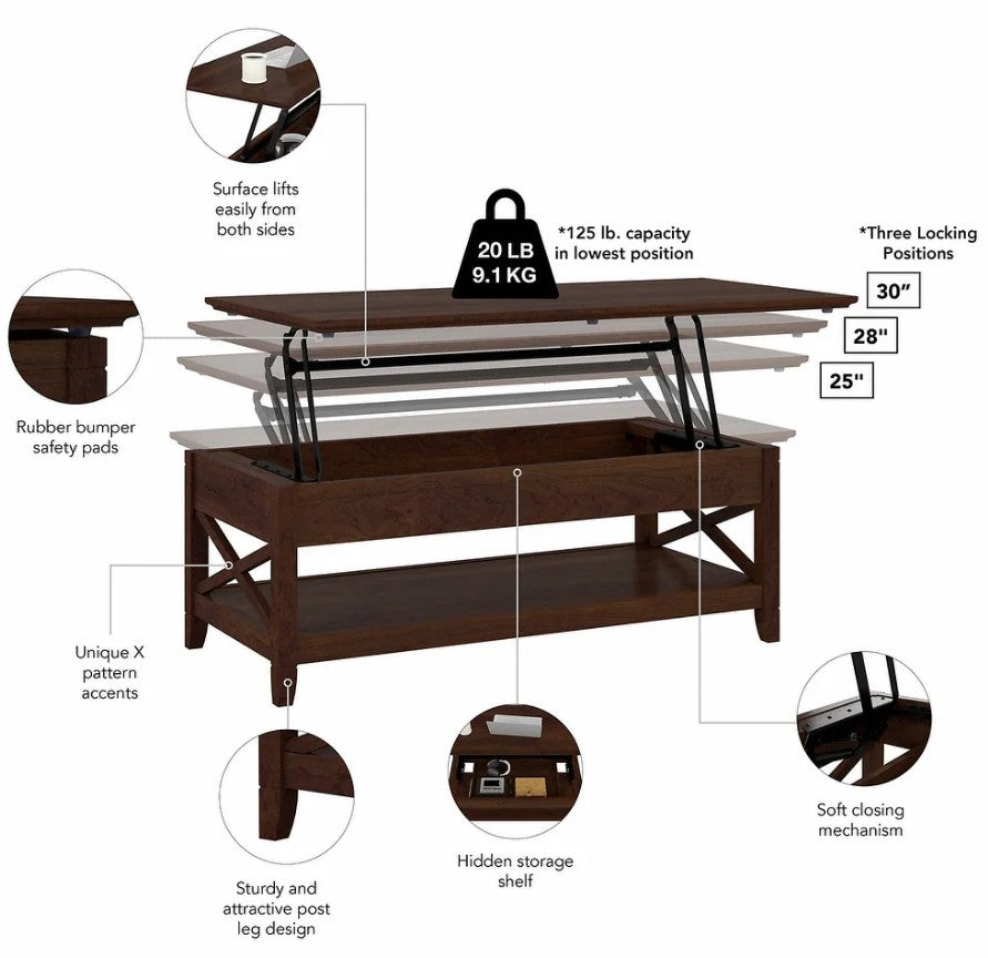 Harbour Lift Top Coffee Table Desk with Storage image 9