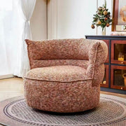 Cora Curved Chenille Swivel Armchair