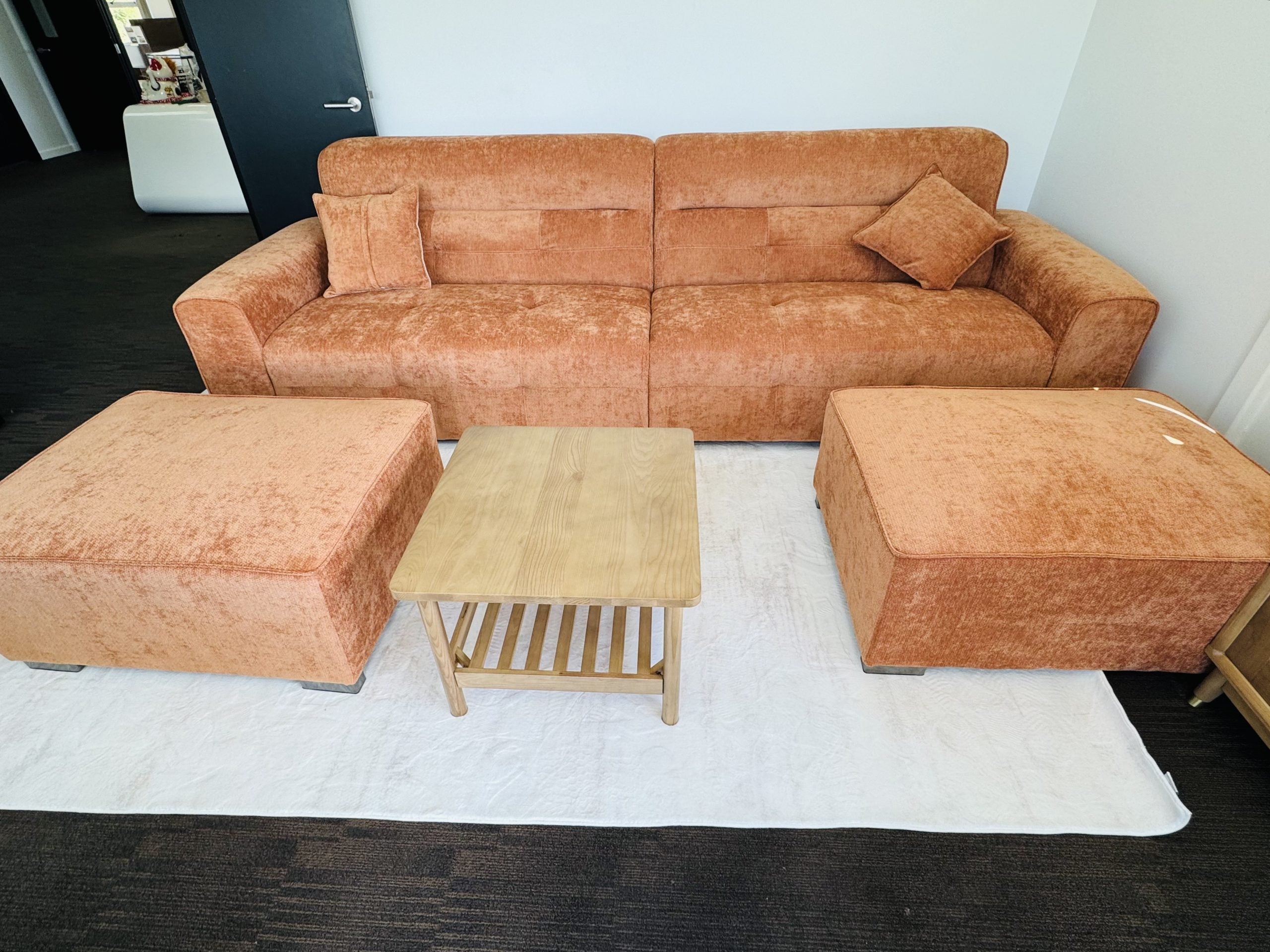 Mossy Cloud Duo-Lounge 3M Sofa with Two Footrests, Orange image 2