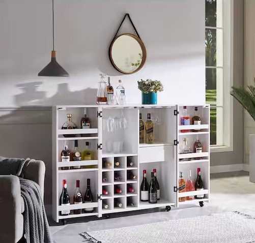 White Folding Wine Cabinet image 0