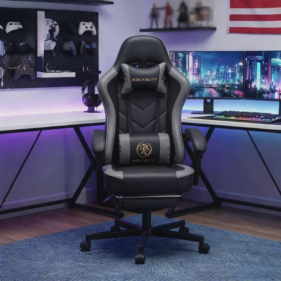 Load video: KSLYSUTY Pro Ergonomic Gaming Chair with Footrest
